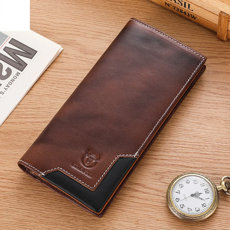 (image for) BULLCAPTAIN Genuine Leather Men&rsquo;s Long Wallet Large-capacity Coin Purse RFID Blocking Credit Card Holder Multifunctional Handbag Clutch Wallet